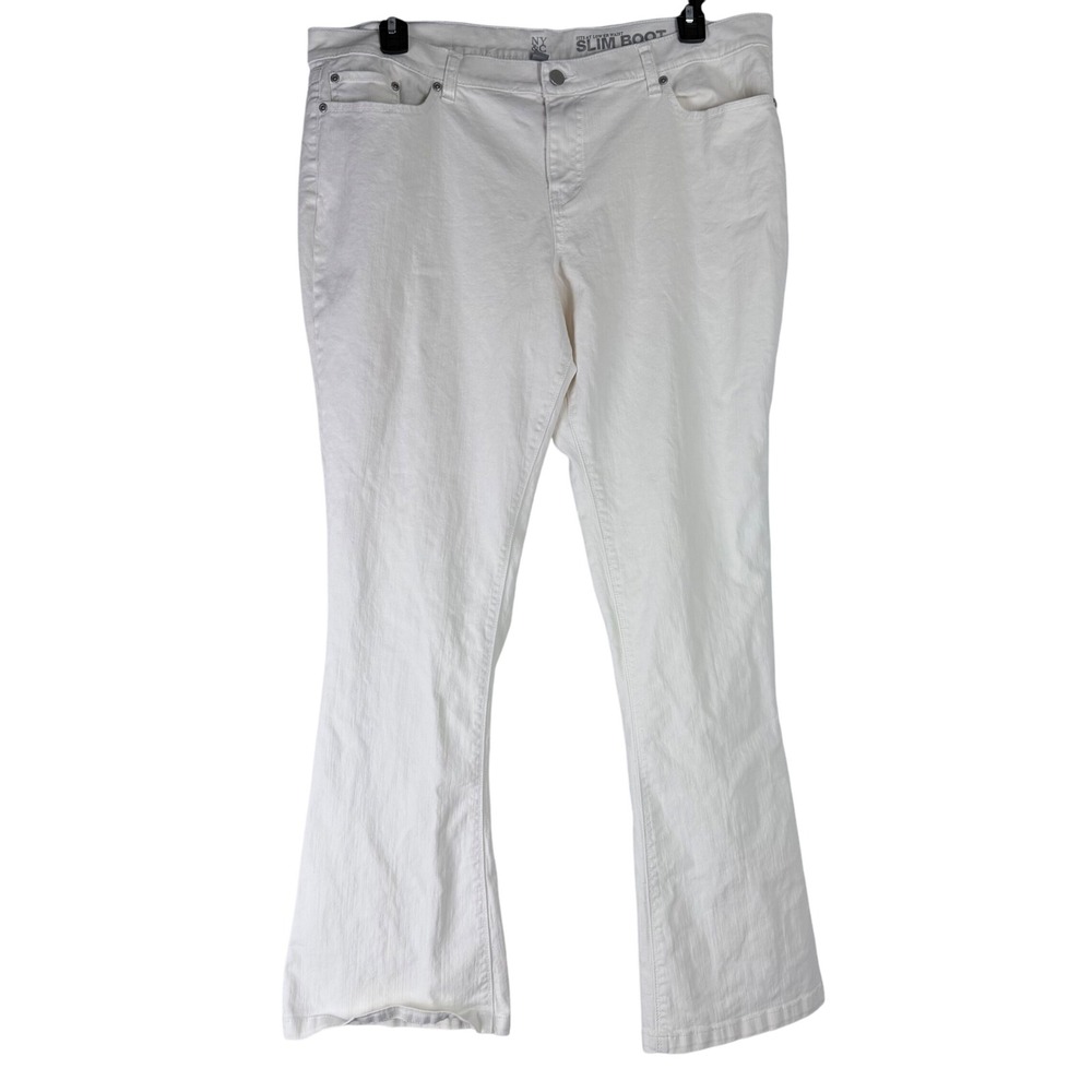 NY & Company Womens Size 18 Slim Boot Jeans White Low Rise‎ Bootcut Casual Pants